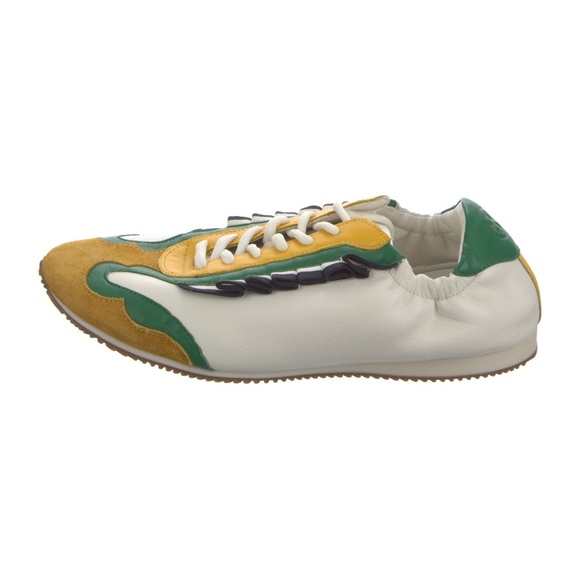 Tory Burch White Yellow Green Leather Sneakers Women’s size 5